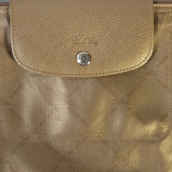 Longchamp Le Pliage Made in France Gold Nylon Large Shoulder Tote - Picture 9 of 12